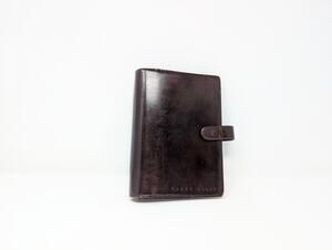 Vintage 90s Perry Ellis Planner Dark Brown Calfskin Leather Organizer